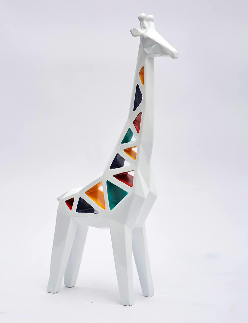 Geometric Giraffe Sculpture with Colorful Accents