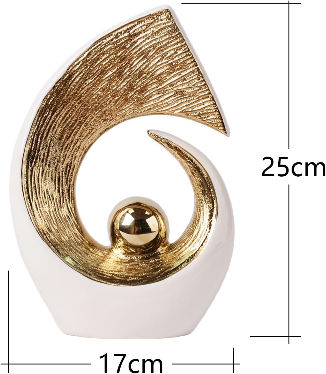 Abstract Wave-Shaped Sculpture with a Golden Sphere