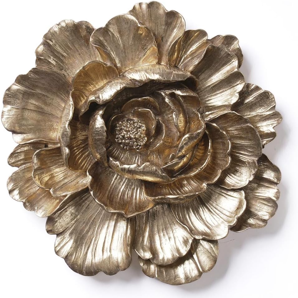 Golden Wall Sculpture in the Shape of a Blooming Peony