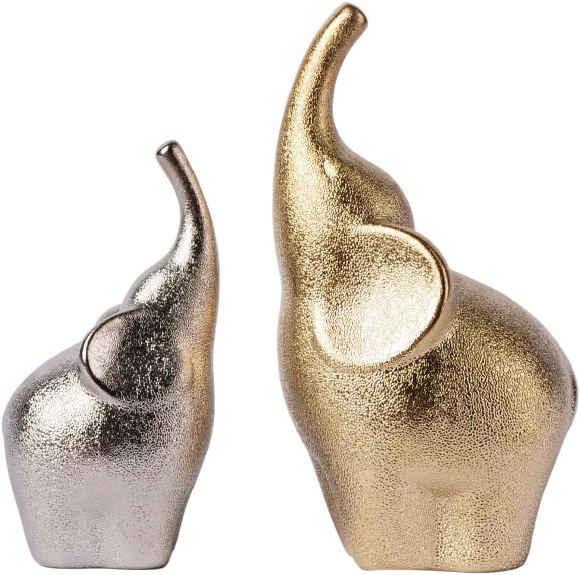 Set of Two Elephants — A Golden and Silver Decorative Duo