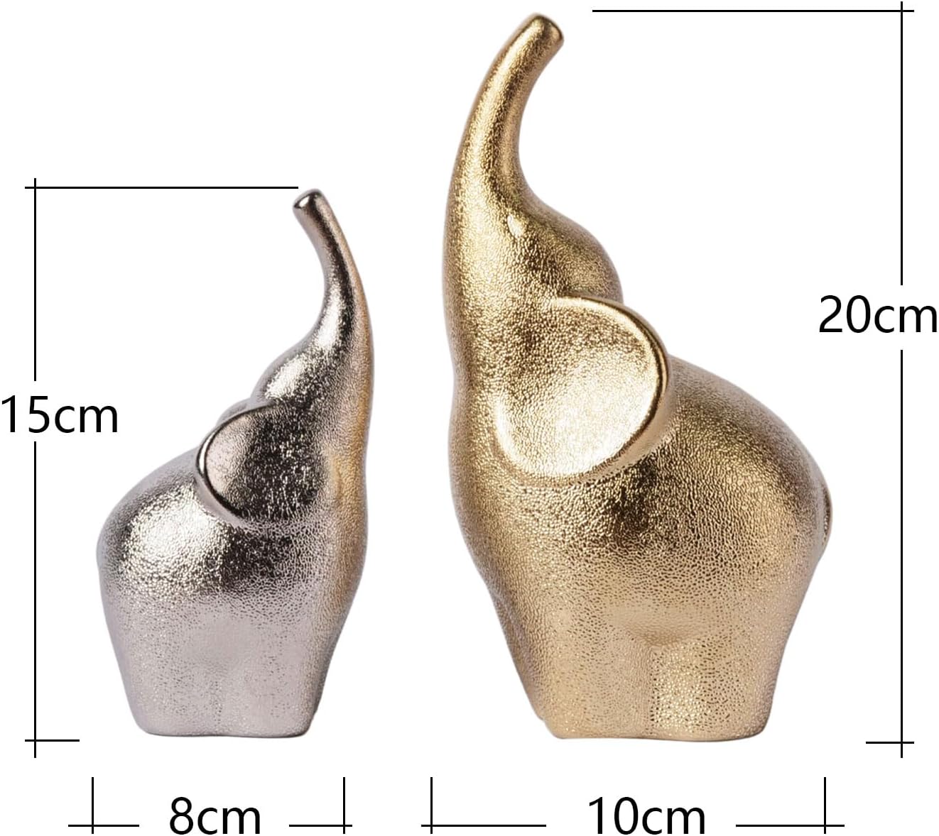 Set of Two Elephants — A Golden and Silver Decorative Duo