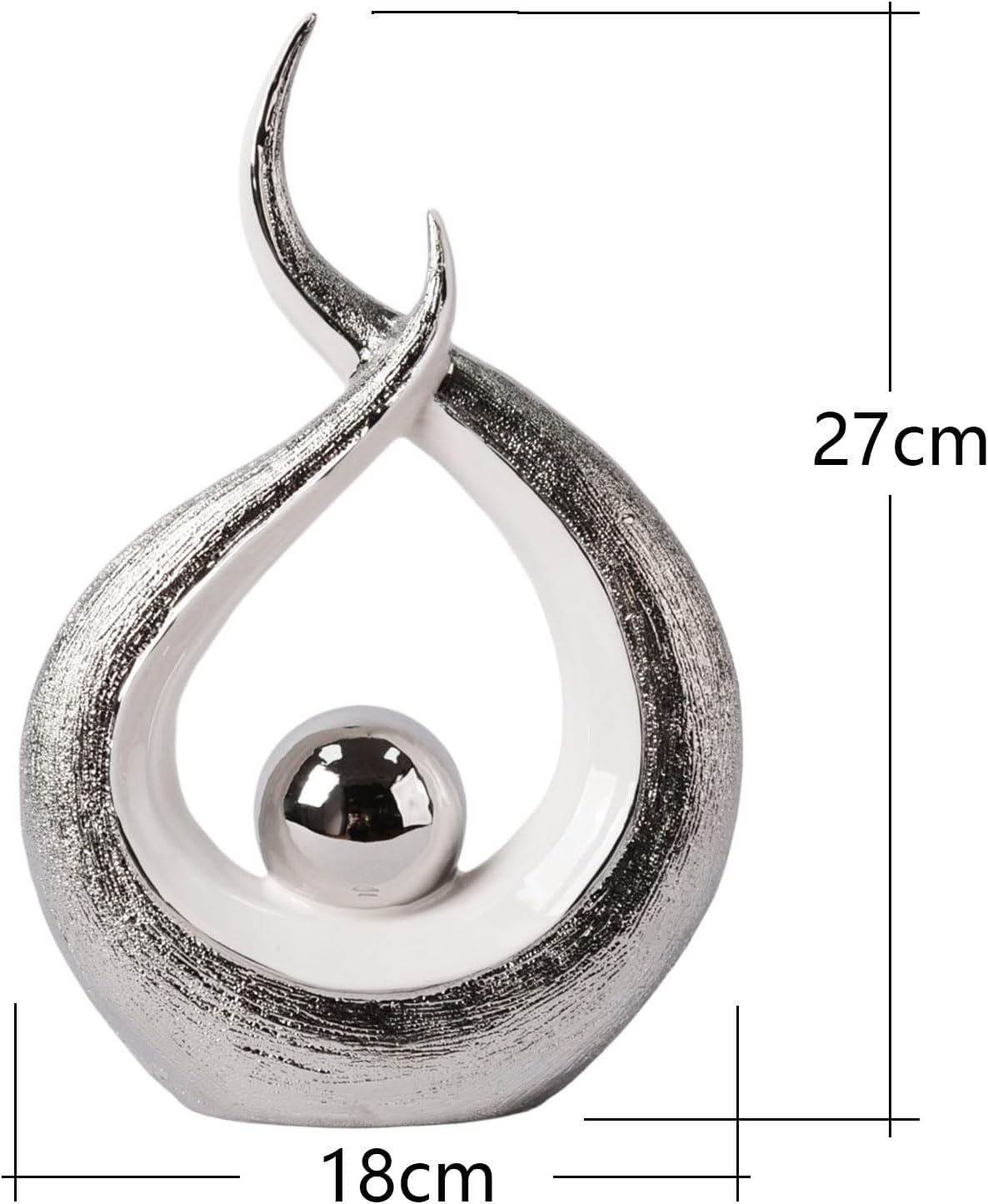Abstract Flame-Shaped Sculpture with a Silver Sphere