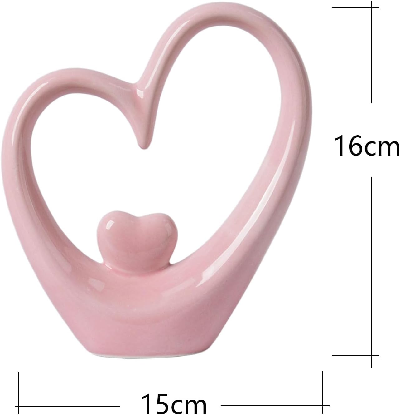 Ceramic Heart Sculpture with a Small Heart Inside in Pastel Pink