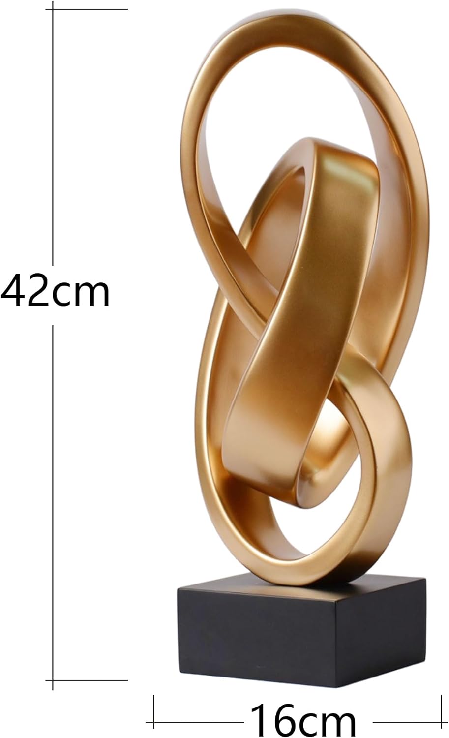 Golden Abstract Sculpture of Interlocked Rings