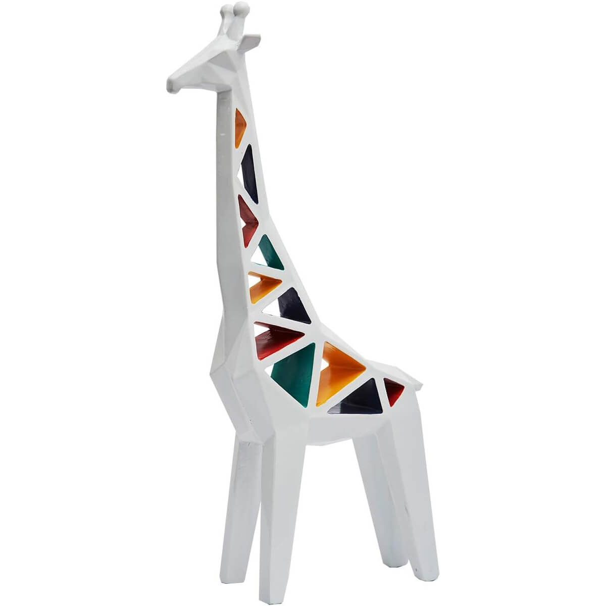Geometric Giraffe Sculpture with Colorful Accents