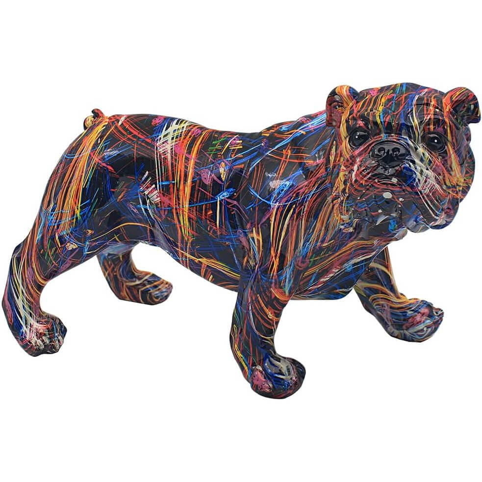 English Bulldog in Pop-Art Style with Colorful Splash Painting
