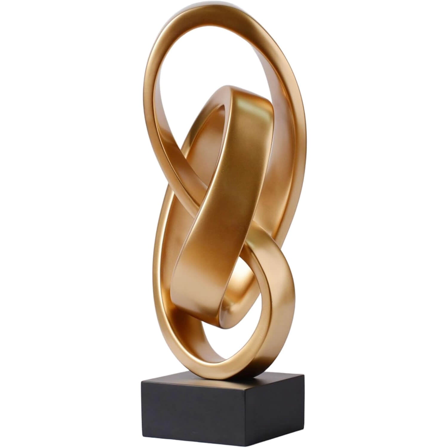 Golden Abstract Sculpture of Interlocked Rings
