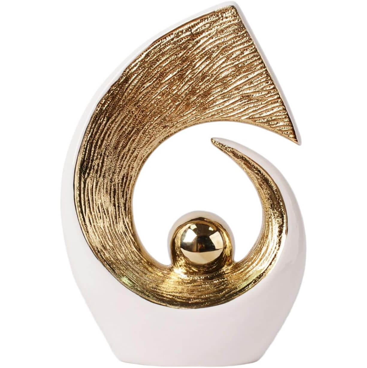 Abstract Wave-Shaped Sculpture with a Golden Sphere