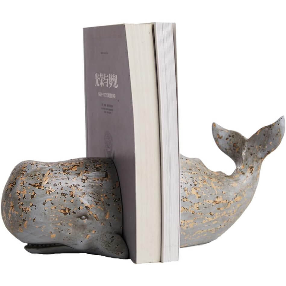 Whale-Shaped Bookends in Vintage Style